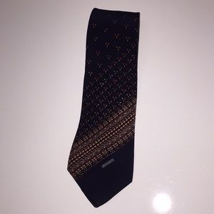 Lanvin navy blue red flower silk tie